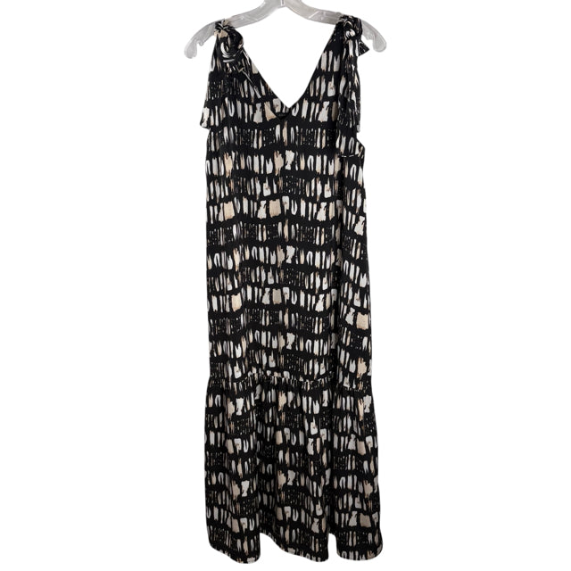 BANANA REPUBLIC Size MEDIUM Black/Brown/Gold Print Sleeveless DRESS
