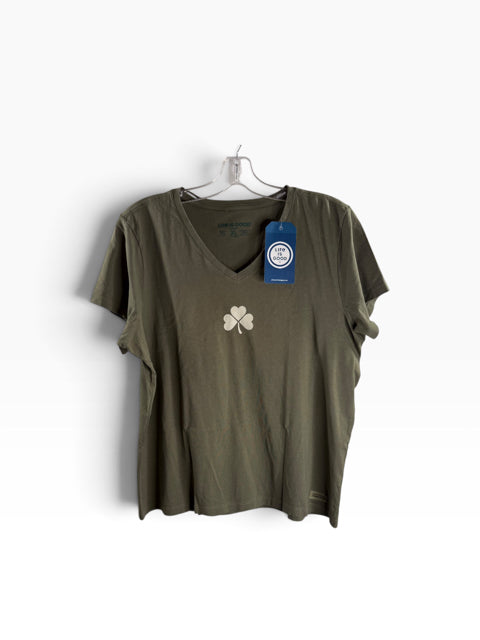 LIFE IS GOOD Size X-LARGE Olive Short Sleeve NWT TOP