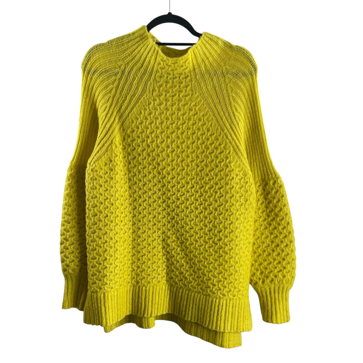 ANTHROPOLOGIE Size MED Yellow Long Sleeve Funnel Neck SWEATER