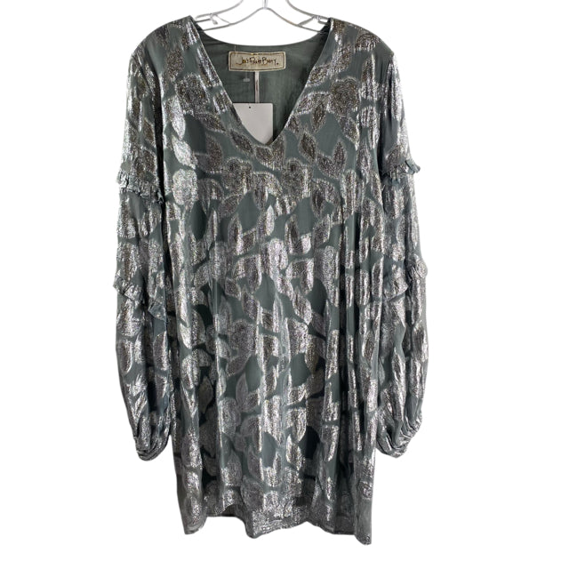 JENS PIRATE BOOTY Size SMALL Light Blue/Silver Floral Long Sleeve NWT DRESS