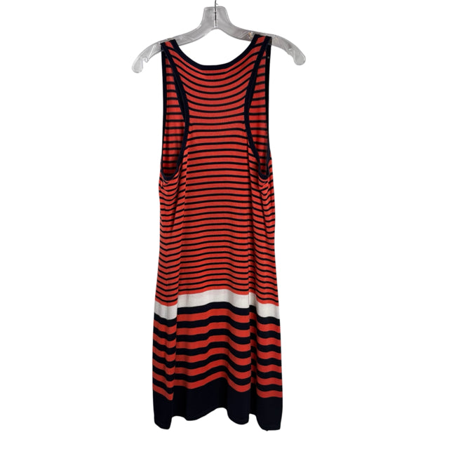 LILLY PULITZER Size LARGE Orange/Black Stripe Sleeveless DRESS