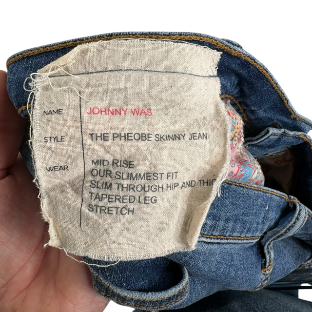 JOHNNY WAS Size 32" Blue Ribbon Detail Denim PANTS