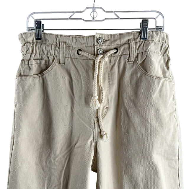 KENSIE Size 6 Cream Drawstring Cotton JEANS