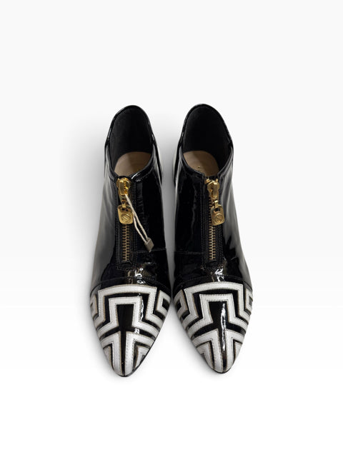 KAT MACONIE Size 6 B/W Bootie Patent Leather SHOE