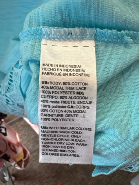 CHICOS Size CHICOS 0 Aqua Lace details Short Sleeve Tee TOP