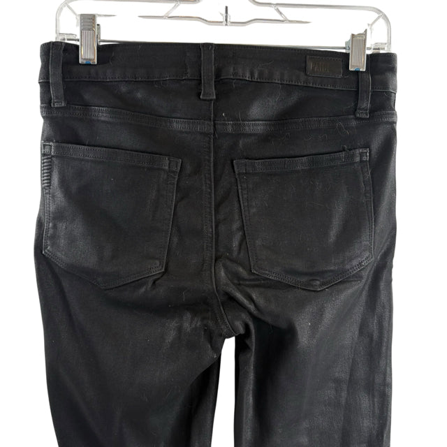 PAIGE Size 27 Black Coated Denim PANTS