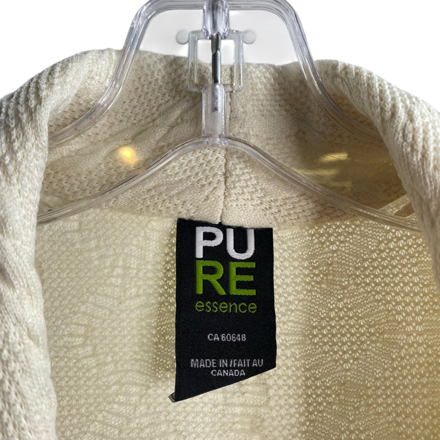 PURE Size LARGE Cream Long Sleeve Open Front SWEATER