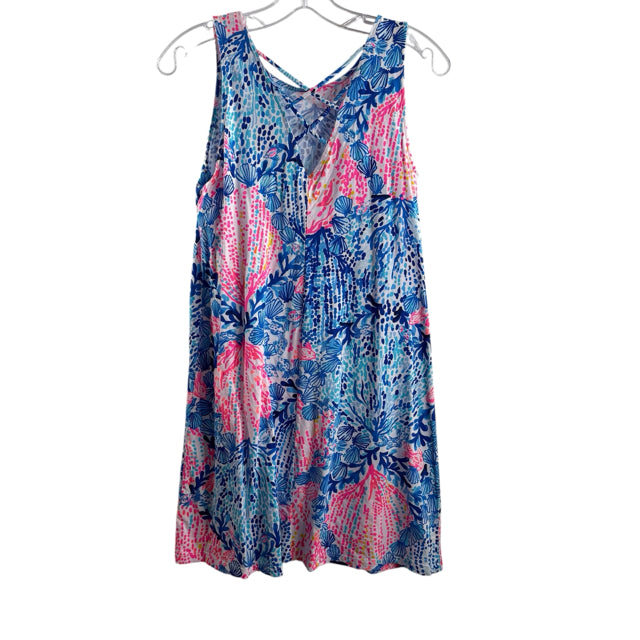 LILLY PULITZER Size X-SMALL Blue/Multi Print Sleeveless Pima Cotton DRESS