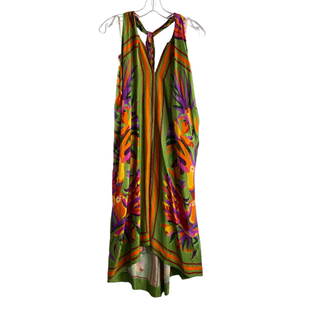 FARM Size MEDIUM Green/Multi Print Halter Viscose DRESS
