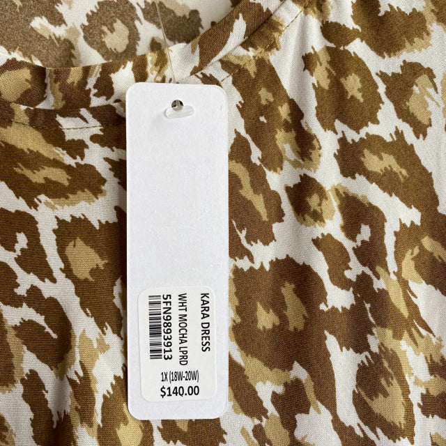 SOFT SURROUNDINGS Size 1X Cream/Brown Print Short Sleeve Viscose NWT DRESS
