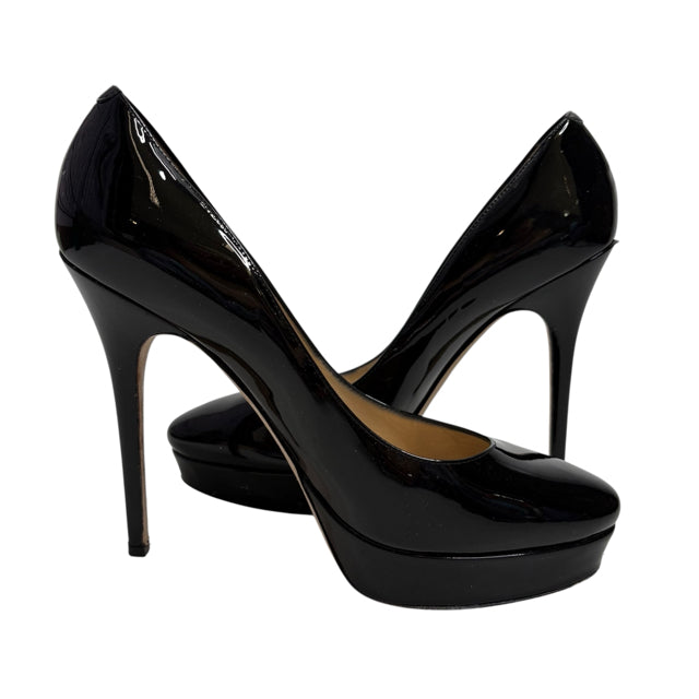 JIMMY CHOO Size 40 Black Platform Pump Patent Leather BOX SHOE