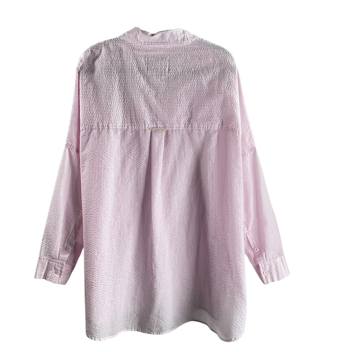 INTIMATELY FREE PEOPLE Size SMALL Pink/White Stripe Seersucker NIGHTSHRT