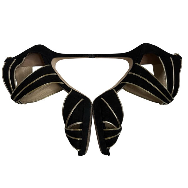 JIMMY CHOO Size 39 Black/gold Sandal PRICED FOR CONDITION SHOE