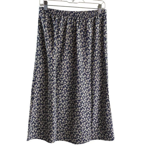 J CREW Size SMALL Navy/White Floral Midi SKIRT