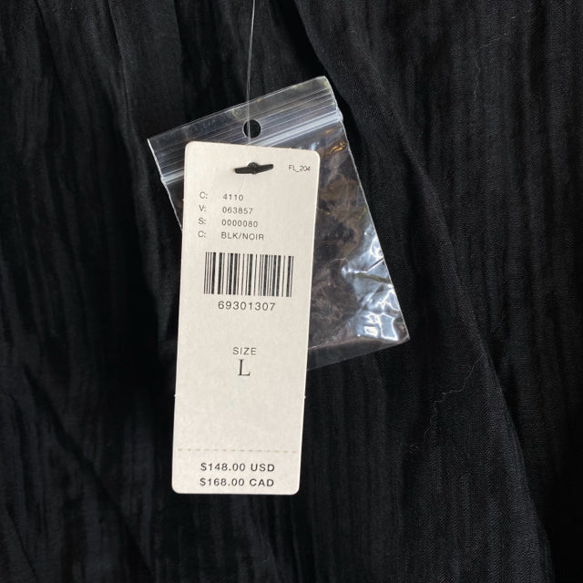 CURRENT AIR Size LARGE Black Tone-On Long Sleeve Crop Lyocell Blend NWT TOP