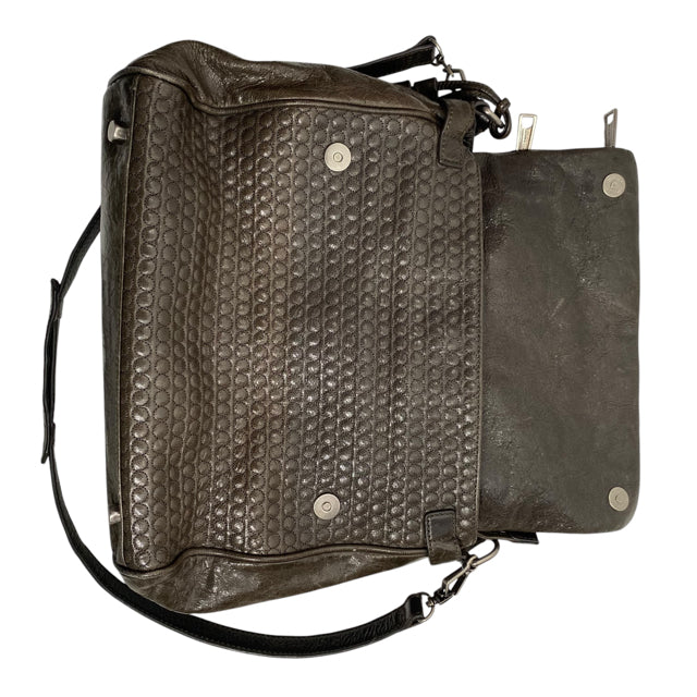 REBECCA MINKOFF Dark Brown Leather Double Handle PURSE