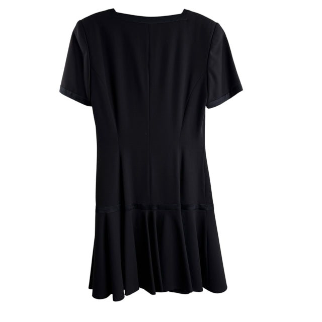 ESCADA Size 34 Navy/White Double Breast Short Sleeve Wool DRESS