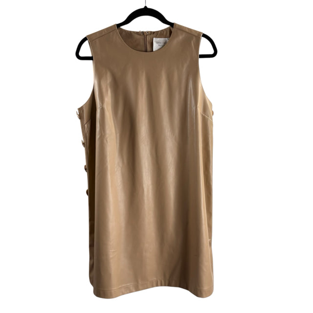 HYACINTH HOUSE Size MEDIUM Tan Sleeveless Faux Leather DRESS