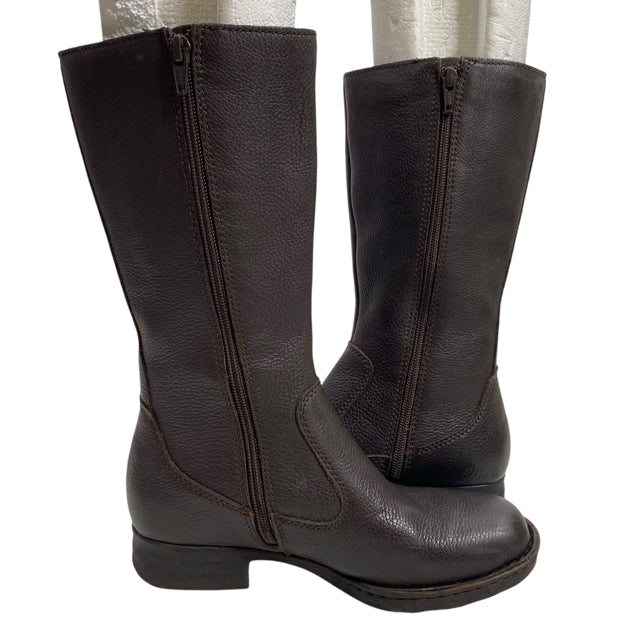 BORN Size 6 Dark Brown Mid Calf Leather BOOT