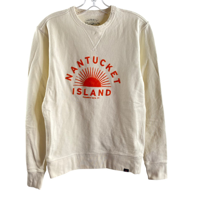 FAHERTY Size X-SMALL Cream/Orange Long Sleeve Sweatshirt Cotton TOP