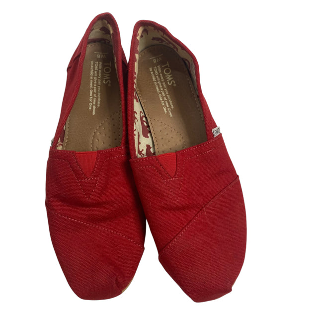 TOMS Size 8 Red Flats Canvas SHOE