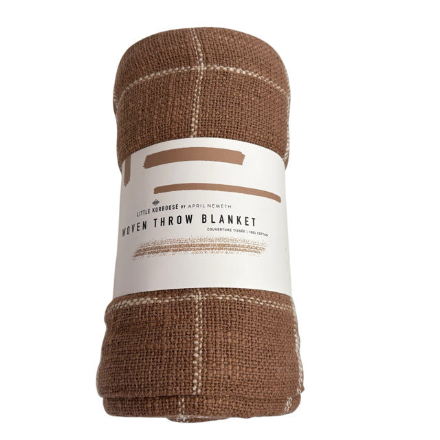 LITTLE KORBOOSE Brown/White Plaid NWT BLANKET