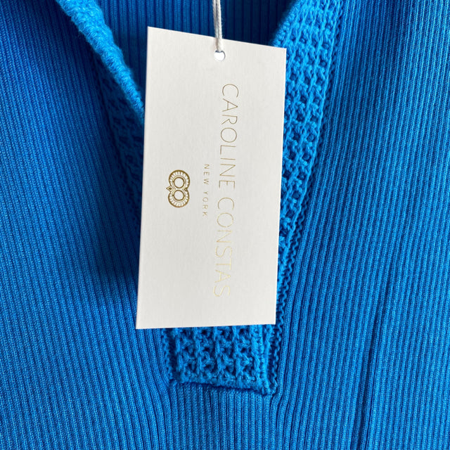 CAROLINE CONSTAS Size MEDIUM Bright Blue Short Sleeve Rayon Blend NWT DRESS