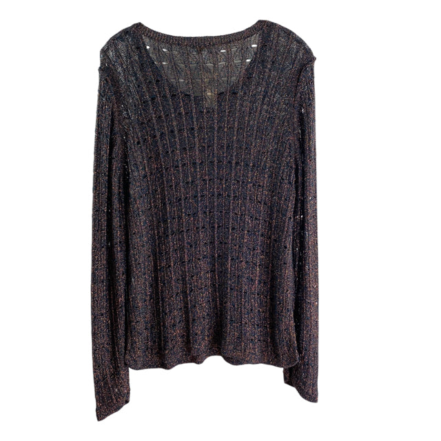 PILCRO Size X-LARGE Teal/Gold Metallic LS Viscose Blend NWT SWEATER