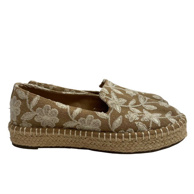 JOIE Size 7 1/2 Tan/White Flats Embroidered SHOE