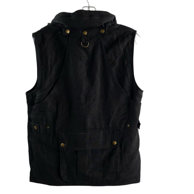 BANANA REPUBLIC Size SMALL Black Pockets Zip-Front Linen NEW - BOX VEST