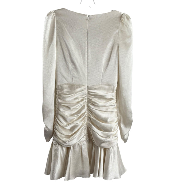 ML MONIQUE LLUILLIER Size 6 Cream Ruched Long Sleeve Polyester NWT DRESS