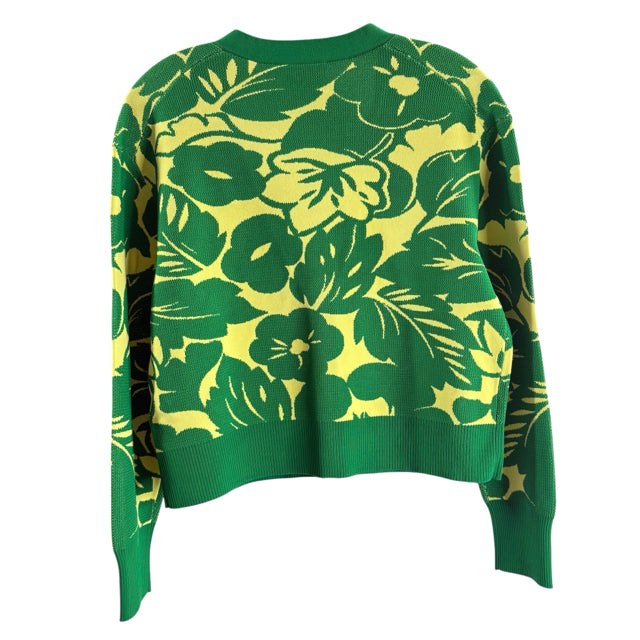 KATE SPADE Size SMALL Green/YW Large Floral Long Sleeve Cardigan NWT SWEATER