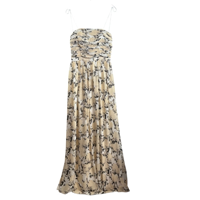ERIN Size 8 Black/White/Tan Print Strappy Polyester DRESS