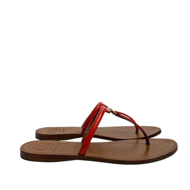 TORY BURCH Size 7 1/2 Orange Flip Flop Patent SHOE