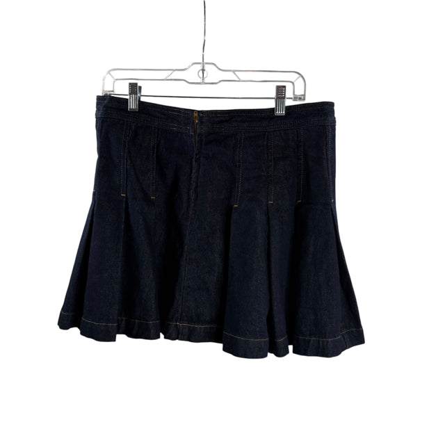 J CREW Size MED Blue Pleated Denim SKIRT