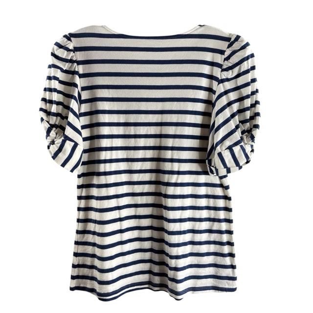 LILLY PULITZER Size SMALL White/Navy Stripe Short Sleeve Tee Pima Cotton TOP