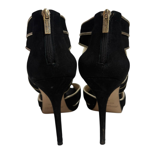 JIMMY CHOO Size 39 Black/gold Sandal PRICED FOR CONDITION SHOE