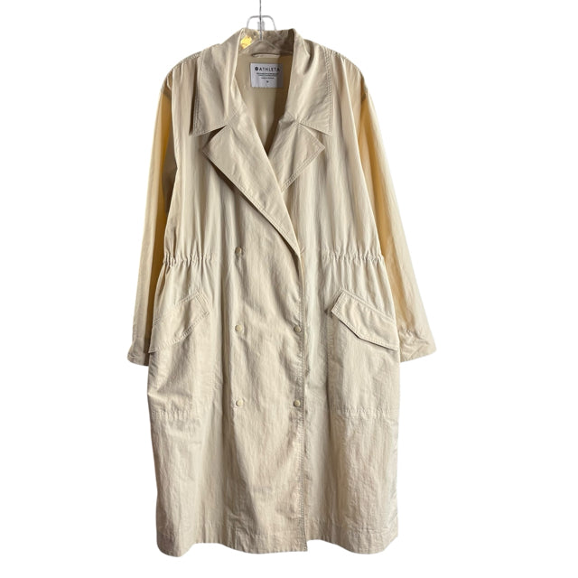 ATHLETA Size MEDIUM Cream Snap Front Nylon JACKET