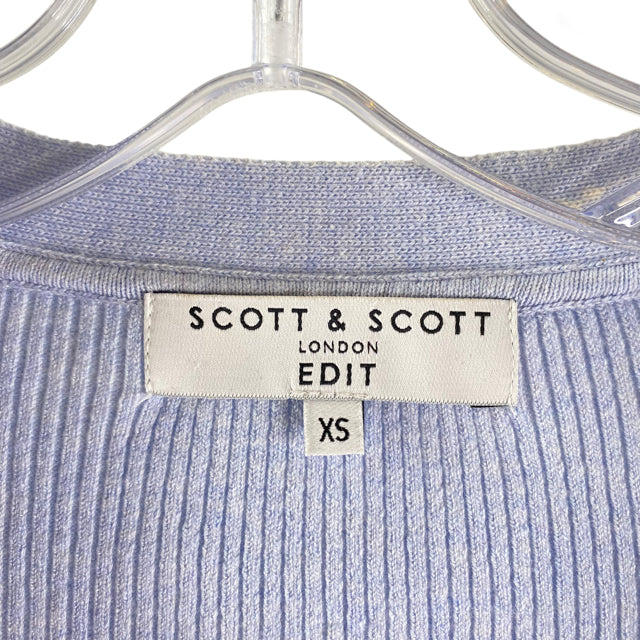 SCOTT & SCOTT Size X-SMALL Blue Long Sleeve Cardigan SWEATER