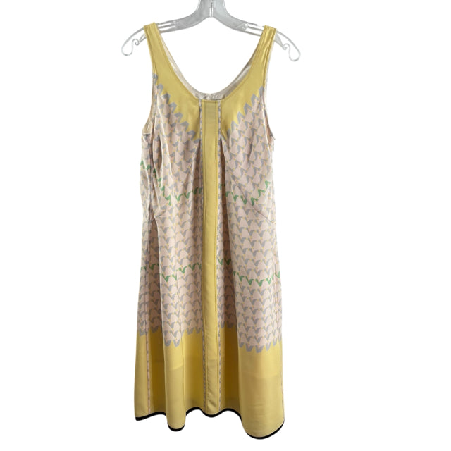 MARC JACOBS Size 6 Cream/Yellow Print Sleeveless Silk DRESS