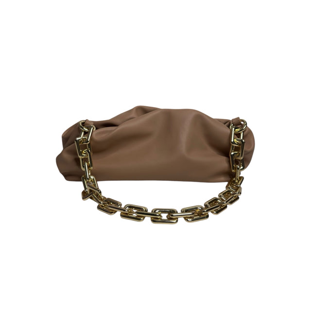 PRIME ORIGINAL Tan Gold Hardware Faux Leather Double Handle PURSE