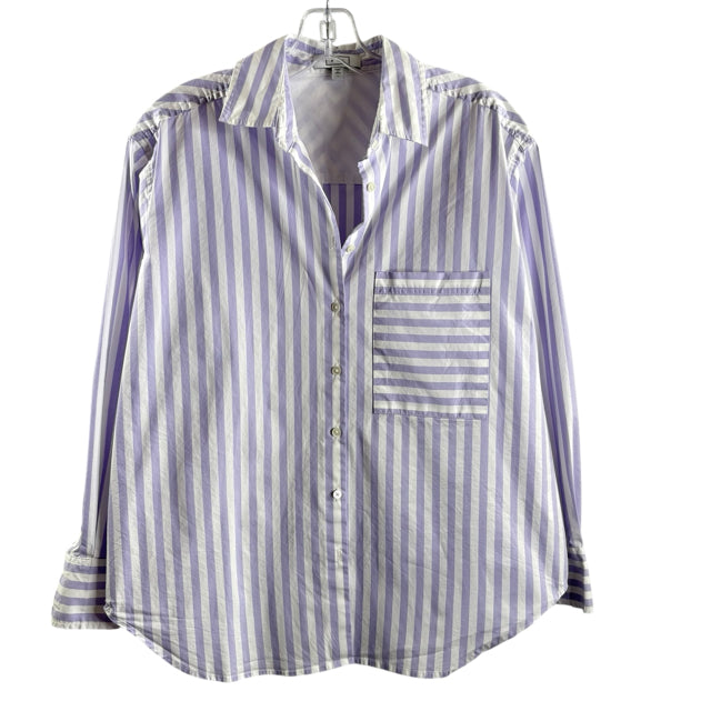 AYR Size SMALL Lavender/White Stripe Long Sleeve Button Front BLOUSE