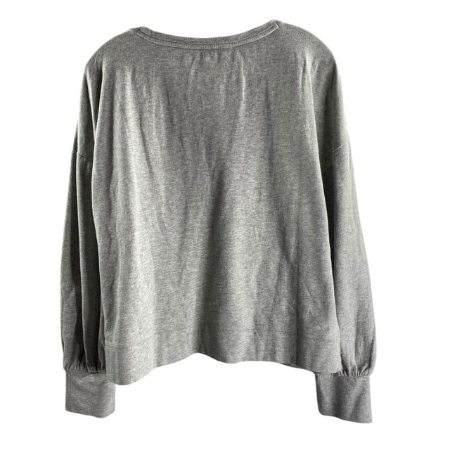 LILLY PULITZER Size LARGE Gray Embellished Long Sleeve Cotton NWT TOP
