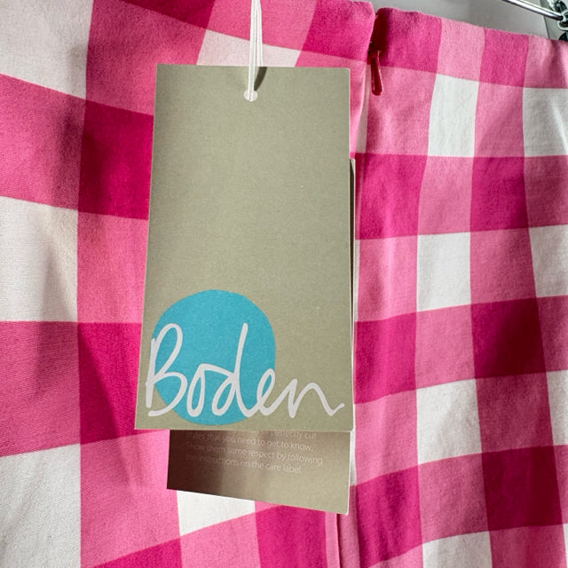 BODEN Size 16 LONG Pink/White Check NWT SKIRT