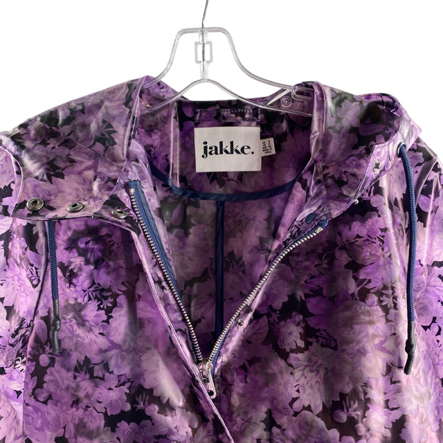 JAKKE. Size 8 Purple Floral Plastic JACKET