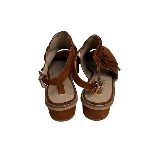TOPSHOP Size 41 Brown Peep Toe Fringed SHOE