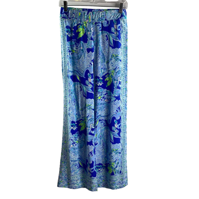 LILLY PULITZER Size XX-SMALL Blue/Aqua Print Elastic Waist Rayon PANTS