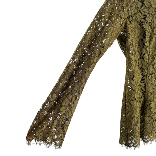 J CREW Size 2 Olive Lace Long Sleeve 2-PC LOOK TOP