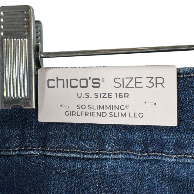CHICOS Size 16 Blue Embellished NWT JEANS