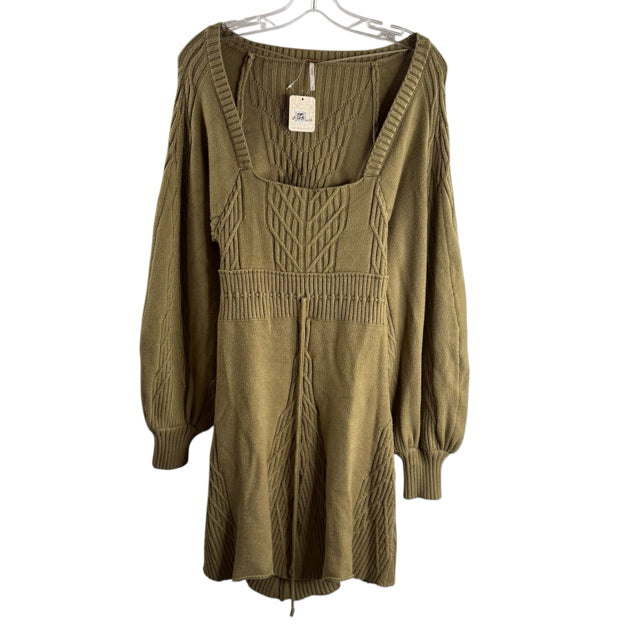 FREE PEOPLE Size MEDIUM Light Green Cable Long Sleeve Viscose Blend NWT DRESS